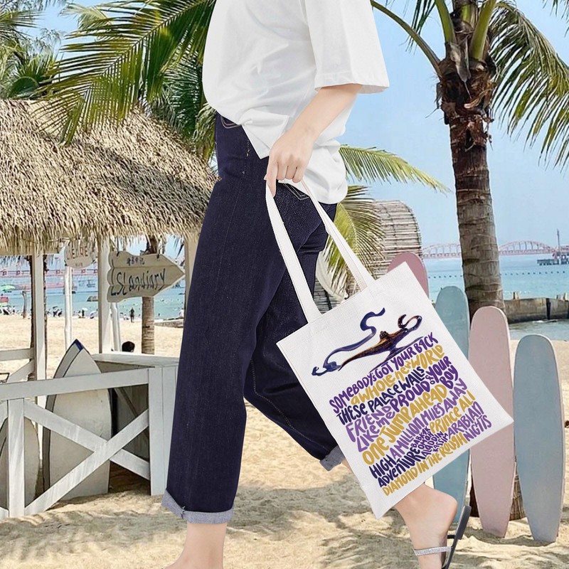 LEVLO Aladdin Musical Canvas Tote Bag Jasmine Fans Gift Genie