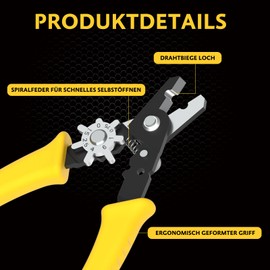 Temolink Wire Stripper, Improved Adjustment for Stripping 0.75-6 mm, Cable Stripper for Electricians, Multifunctional for Cutting Cables, Cuttable for Copper Cables, Yellow
