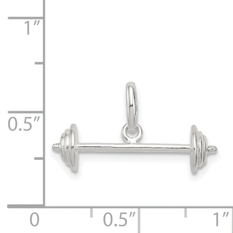 Sterling Silver Barbell Charm Pendant Weightlifting