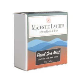 Dead Sea Mud Luxury Handmade Bar Soap for Face & Body. Gentle Cleansing, Moisturizing, Purifying & Nourishing - Shea Butter & Natural Oils. Cold Process. Vegan. For All Skin Types.5.0 Oz.