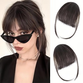 DOAGEAS Clip in Bangs, Clip on Wispy Bangs, Bangs Hair Clip Real Human Hair, Fake Bangs Fringe with Temples Hairpieces for Women, Bangs Clip in Hair Extensions for Daily Wear