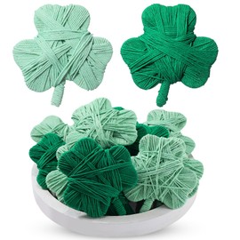 Chunm 12 Pcs St. Patrick 's Day Decorations Yarn Shamrock Ornament Green Shamrock Bowl Filler 5.9 Inches Good Luck Clover Vase Fillers for Table Centerpiece Scatter Tray Shelf Party(Classic)
