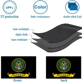 Army Veteran Emblem Flags 3x5 Outdoor Double Sided 3 Ply Heavy Duty Army Veteran Gold Crest Military Flags Banner for Outside with 2 Brass Grommets UV protection Fade Resistant for Indoor Outdoor