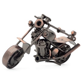 QIRLOEU Motorcycle Gifts for Men, Unique Birthday Gifts for Motorcycle Riders, Vintage Metal Motorcycle Figurine, Home Office Desk Decor (S-3)