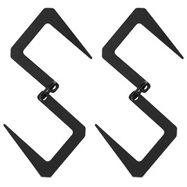 Goods Land GD-SHOOK-2SET-BK Stainless Steel S-Shaped Hook, Outdoor, Small, Fashionable, Foldable, Compact, Compact, Lightweight, Camping, Lantern, Hanger, Set of 2