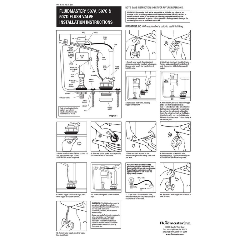 Fluidmaster 507A Replacement Toilet Flush Valve