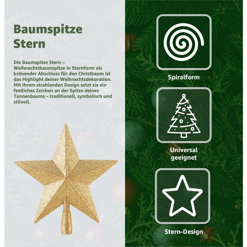 Star Gold Christmas Tree Topper, Tree Topper Topper for Christmas