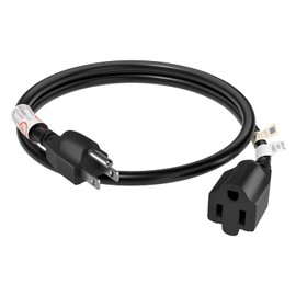 FIRMERST 15 Amp 2 Feet 3 Prong Extension Cord 14 Gauge 1875W Black
