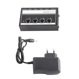 4‑Channel Line Mixer Mini Metal Ultra Low Noise Hub Microphone Audio Equipment MH400EU Plug 220V