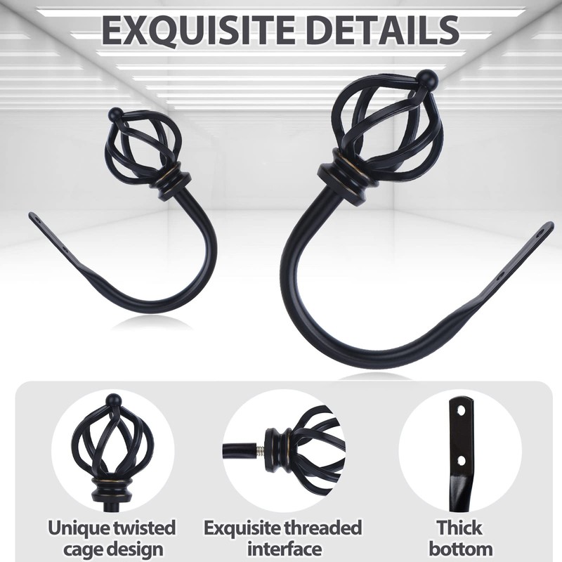 KAMANINA Decorative Curtain Drapery Holdbacks for Wall, Black Curtain Tiebacks