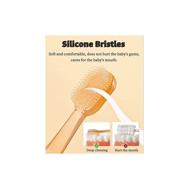 FOKiiBO Juego de cepillos de dientes de silicona para bebé,
