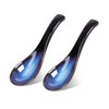 Asian Soup Spoon Set, Blue Japanese Soup Spoon Ceramic Chinese