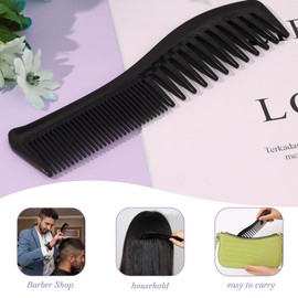 All-Purpose Hair Grooming Set - 2 Pack Double-Sided Barber Combs, 7.2 inch Plastic for Men & Women - Wide & Fine Tooth for Professional Hairstyling (Black)