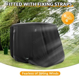 CLUBRALLY Golf Cart Cover with Reflective Strips, Waterproof 420D Golf Cart Covers 2/4 Passenger, Fits Club Car, EZGO, Yamaha Golf Carts - Black