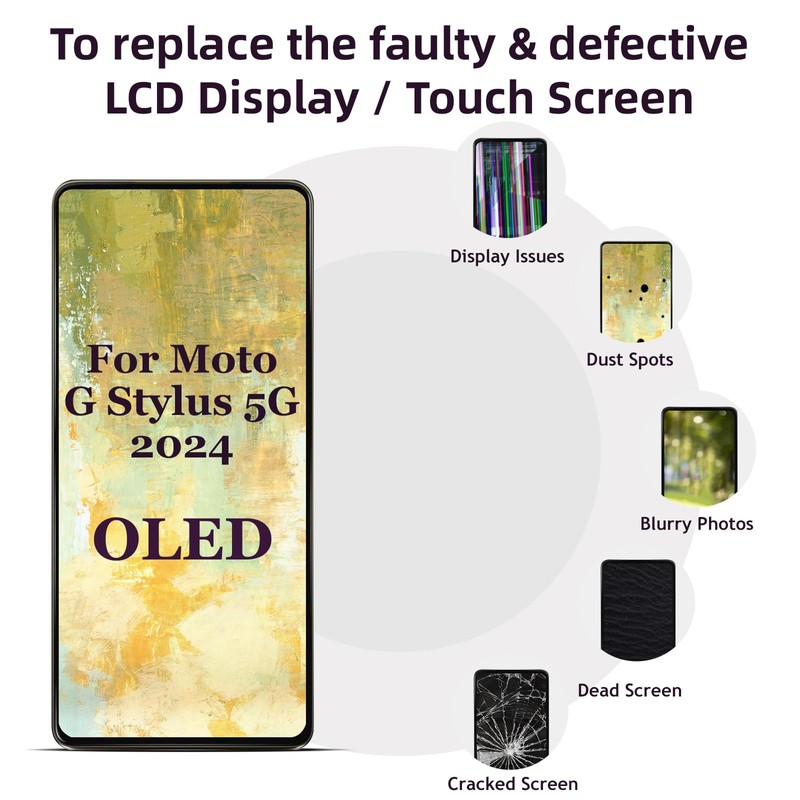 OLED for Motorola G Stylus 5G 2024 Screen Replacement 6.7