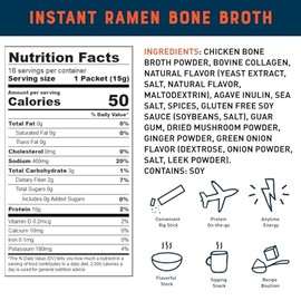 Bare Bones Ramen Bone Broth Instant Powdered Mix Packets | 5g Collagen | 10g Protein | Keto & Paleo Friendly | No Artificial Flavors | Non-GMO, Gluten