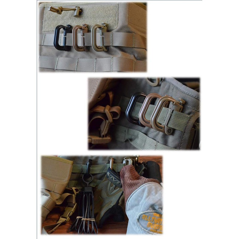 VIPER DESIGN Survival Game Carabiner, Molle, Brown, 4 Piece Set,