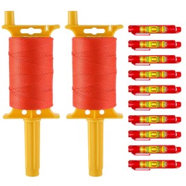 2PCS Mason Line String, #18 500 Feet Braided Construction Nylon Line with 10 Built-in Levels, String Level Line Kit for Precision Work, DIY, and Gardening Projects (Orange)