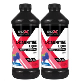 BioX L-Carnitine Liquid | 100% Pure L-Carnitine Tartrate | 1200 mg L-Carnitine Per Serving | ZERO Sugar & Calories | 16 oz / 473 mL | Blue Raspberry (Pack of 2)