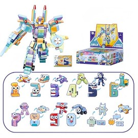 QMEAKMONY 12-in-1 Number & Mech Warrior Building Blocks Set, STEM Educational Kit with Digital Transformation & Giant Robot Combo, Creative Construction Toy for Enthusiasts