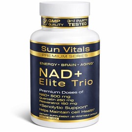 Suplemento natural NAD+ de 500 mg con resveratrol y quercetina | Energía celular y apoyo al envejecimiento saludable para mujeres | No estimulante | C