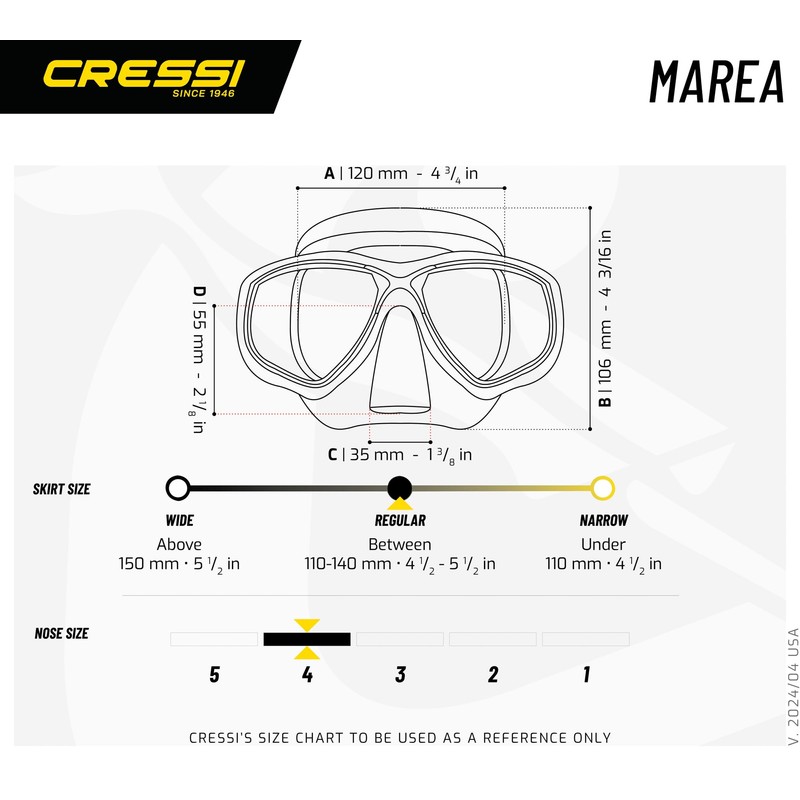 Cressi Sub S.p.A. Marea Masque de plongée Transparent/Jaune