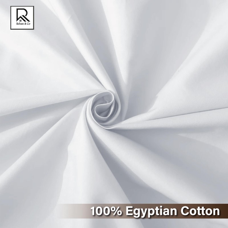 Rehan & Co Flat Sheets Double White 100% Egyptian Cotton