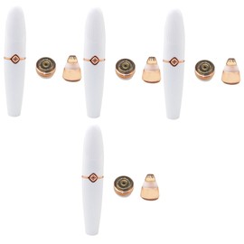 WOONEKY 4 pcs USB Shaving Cutter for Women Multi Function Portable Dehairing Tool with Heads for Eyebrow and Facial Hair Removal Ergonomic Design White