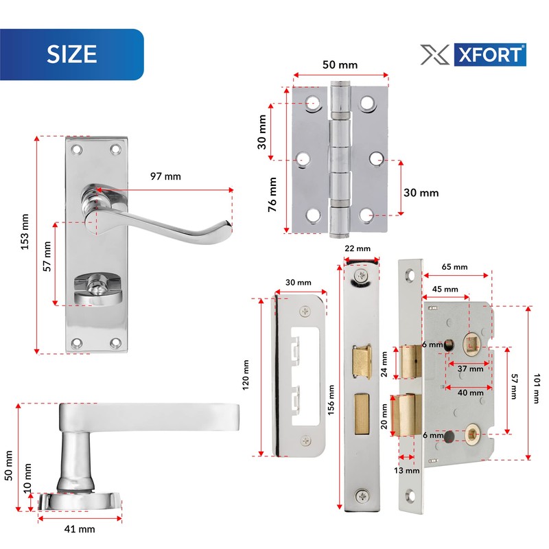 XFORT Chrome Elegance Polished Chrome Victorian Bathroom Pack, Complete with