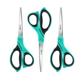 LIVINGO Scissors All Purpose Heavy Duty - 3 Pack 8.5” Blue Sharp Shears for Office Home and School Crafting Sewing Cutting Paper Fabric