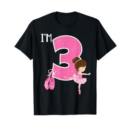 Girl's 3 Year Old Ballerina 3rd Birthday Party Ballet Dancer T-Shirt