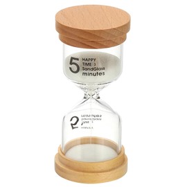 PATIKIL 5 Minute Sand Timer, Wooden Sand Watch High Borosilicate Glass Sandglass Sand Clock for Games, Classroom, Kitchen, Office, Home Decoration, White