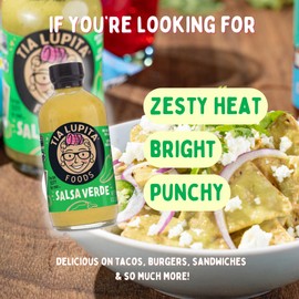 Tia Lupita Salsa Verde Hot Sauce 8 Oz (Pack of 2) Flavorful Heat, Mild to Medium Spice - Gluten-Free, Non-GMO, Sugar Free, Low Sodium, Keto, No Carbs - Made with Tomatillos and Green Jalapenos