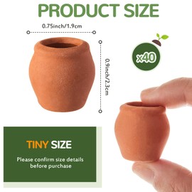 RimCereal 40 Pcs 0.9 x 0.75 Inch Small Mini Clay Pots Terracotta Clay Pots Small Flower Pot for Crafts Doll House Flower Pots for DIY Garden Plants and Office Desktop Windowsill Decoration