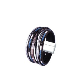 Viwind Women's Boho Multilayer Leather Wrap Bracelets 19 cm Grain Beads Wrap Bracelet Braided Leather Bracelet Magnetic Clasp, Faux Leather, No Gemstone