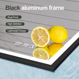 S·BAGNO 36''x28'' LED Bathroom Mirror with Lights, Bathroom Vanity Wall Mirror with Buletooth, Anti-Fog, Stepless Dimmable, 3 Colors, Tempered Glass Lighted Vanity Mirror for Bathroom