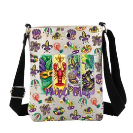 JYTAPP Mardi Gras Crossbody Bag Louisiana Souvenir Crawfish Gift New Orleans Mardi Gras Party Favors Messenger Bag (beige)