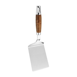 Stainless Steel Square Griddle Spatula Wooden Handle Turner Spatula Metal Barbecue Scraper Kitchen Flipper Scraper for Egg Fish