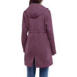 33,000ft Women's Softshell Long Jacket with Hood Fleece Lined Windproof Warm up Waterproof Windbreaker