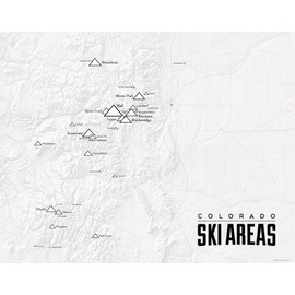 Colorado Ski Resorts Map 11x14 Print (Gray)