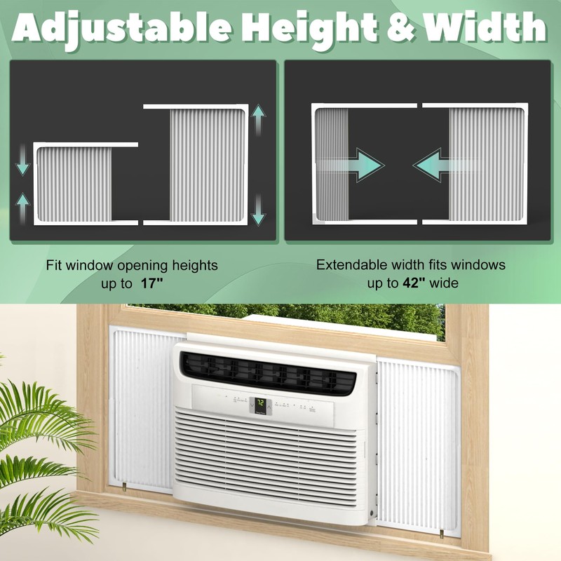 Memrita Window Air Conditioner Side Panels with Adjustable Frame, Universal