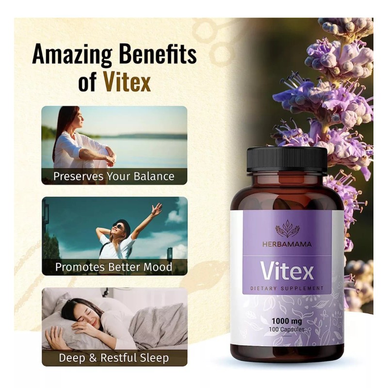Herbamama Suplemento Vitex Balance Hormonal Para Mujer 100caps Sabor Sin