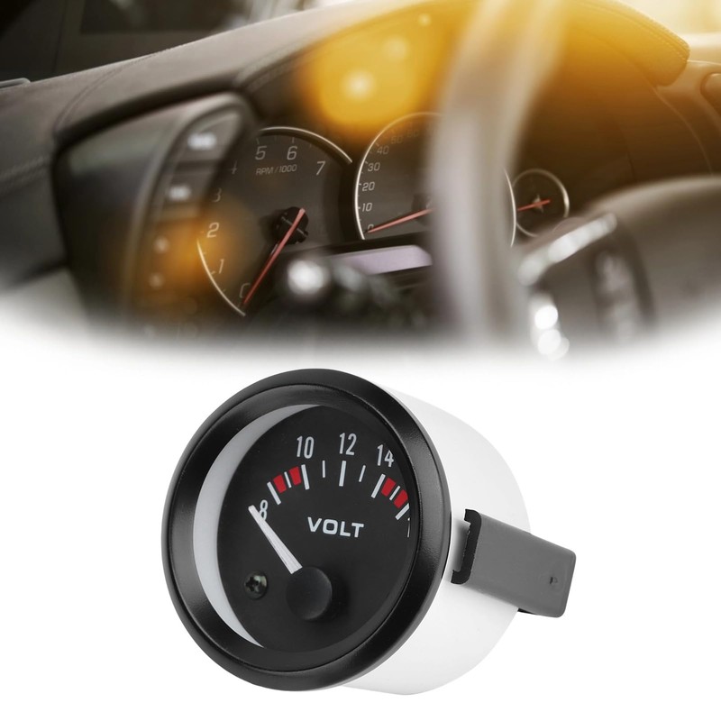 Aramox 12V Car Universal Voltmeter 52mm/2in Voltage Meter Gauge Black