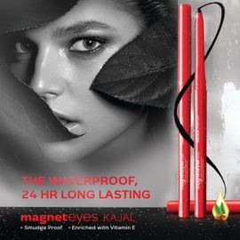 FACESCANADA Magneteyes Kajal - Black, 0.35g | 24 Hr Long Stay | One Stroke Smooth Glide | Waterproof, Smudgeproof & Fadeproof | Deep Matte Finish | Enriched With Almond Oil & Vitamin E