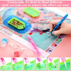 Outus Outus 31 Pcs 5D DIY Diamond Tools Kit with Handmade Resin Painting Pens, Anti-Slip Mats, Plastic Diamond Trays, Clay Boxes, Drill Point Accessories for Adults DIY Craft