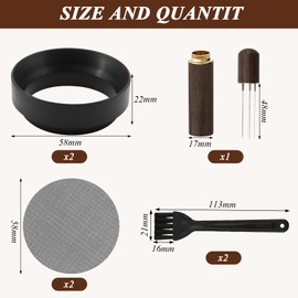 BORISCA 7 Pcs Magnetic Espresso Dosing Funnel with Filter, Brush, Cloth Powder Needle, Black Aluminum Alloy 58mm Espresso Dosing Funnel, Portafilter 58mm for Barista, Home, Cafe