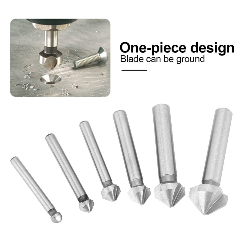 6 Pcs Chamfering Blade HSS Full Ground Woodworking 3 Flute