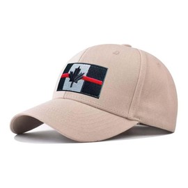 Red Line Canada Beige Baseball Hat,Cap with Canadian Maple Flag Patch,Adjustable Souvenirs Headgear for Sports Runing Men Women