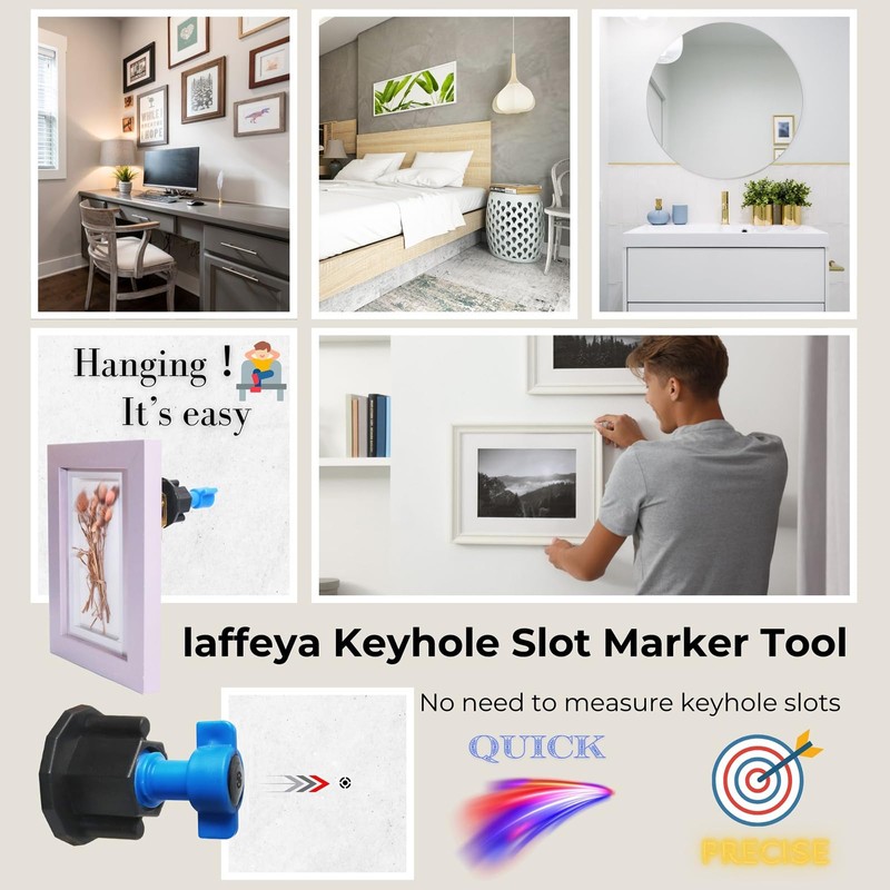 laffeya Picture Hanging Marker, Keyhole Marker Picture Hanger with Level