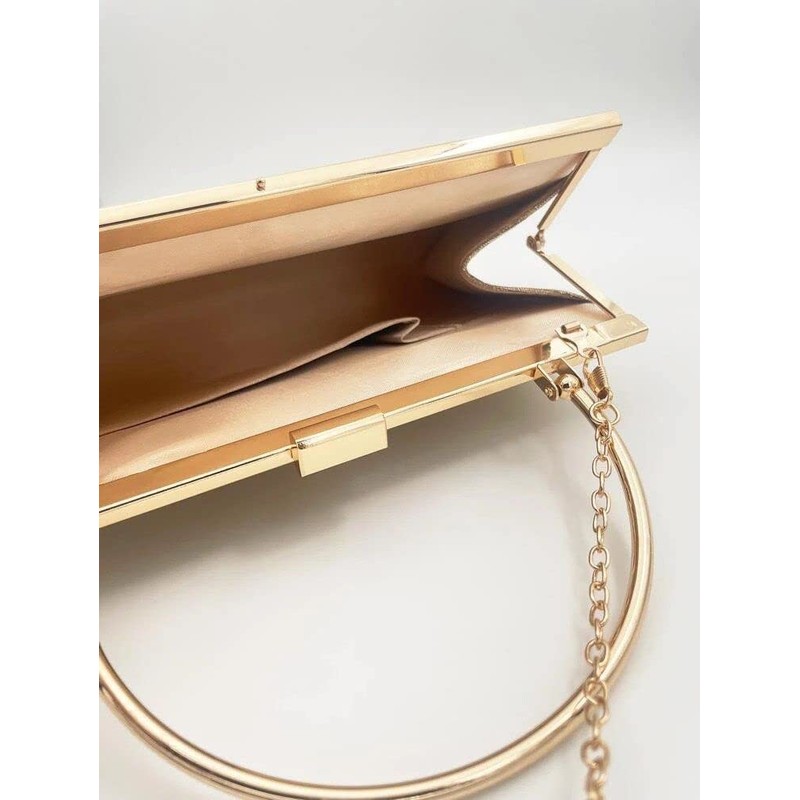 Kitise Women's Shiny Elegant Pleated Evening Clutch Bag With Handle